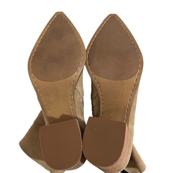 Steve Madden Janetta Suede Boots Tan Size 10 Block Heel Western Pointed Toe - Picture 9 of 10